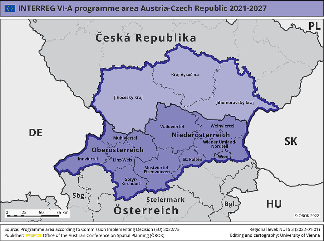 Programmgebiet KPF AT-CZ @ÖROK 2022